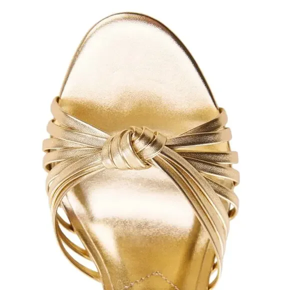 Mango Women's Strappy High Heel Ankle Strap Sandals Gold Size 7 1/2 - Picture 4 of 4